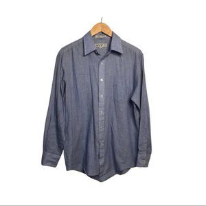 Vintage S.V.P. Simpsons Light Blue Chambray Button Up Mens Shirt
